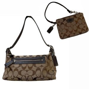 COACH Signature monogram canvas Handbag 6044 Mini & matching wristlet
